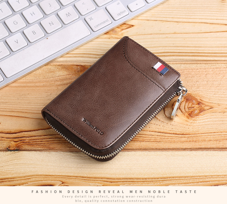 Ví card holder da bò nam nhiều ngăn thẻ đựng bằng lái xe và tiền lẻ chi tiết 14