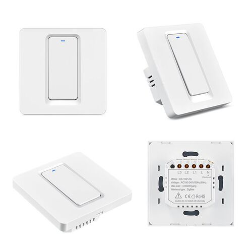 Zigbee single-pole double-pole universal no capacitor latching smart switch, CE/UK standard 86-type push-button switch