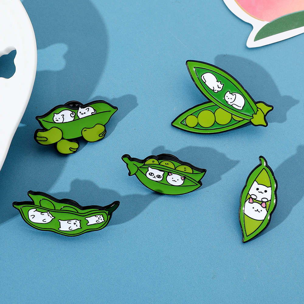 6g Weight Brooches Classification Casual, Daily Occasion Alloy Material Cat, Pea Pattern Unisex Gender Enamel Design Cute Style Cute Pin Cat Pea Alloy Enamel Unisex Brooches 27
