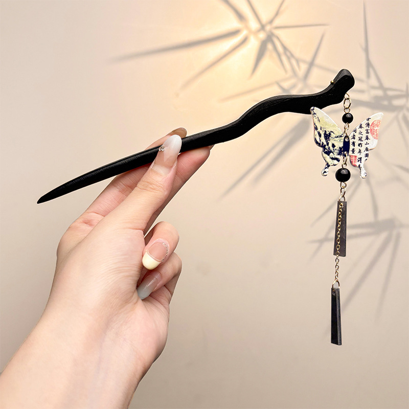 Retro simple nicho de alta estética oriental diseño de cabello de flores de frascos de estilo antiguo cabello