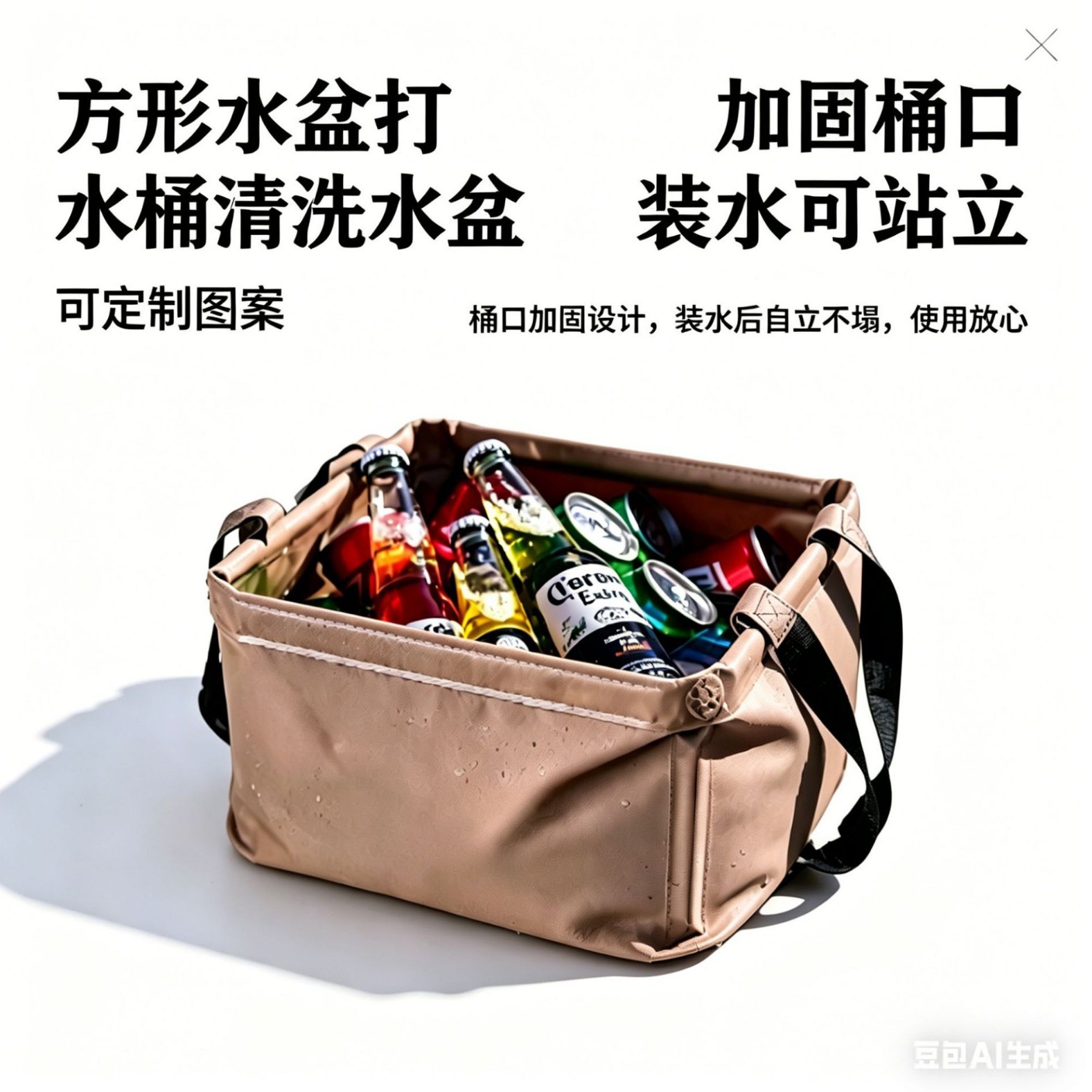 Outdoor Camping Travel Foldable Water Basin Large Capacity Square Water Bucket Picnic Tableware Washbasin Waterproof Easy to Store