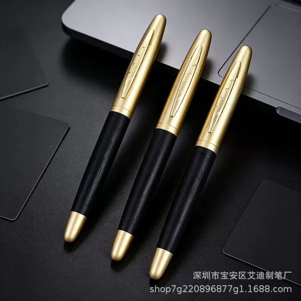 Manufacturer's creative titanium black spray-coated metal signature pen, heavy-duty business ballpoint pen, corporate gel pen, water-based pen wholesale