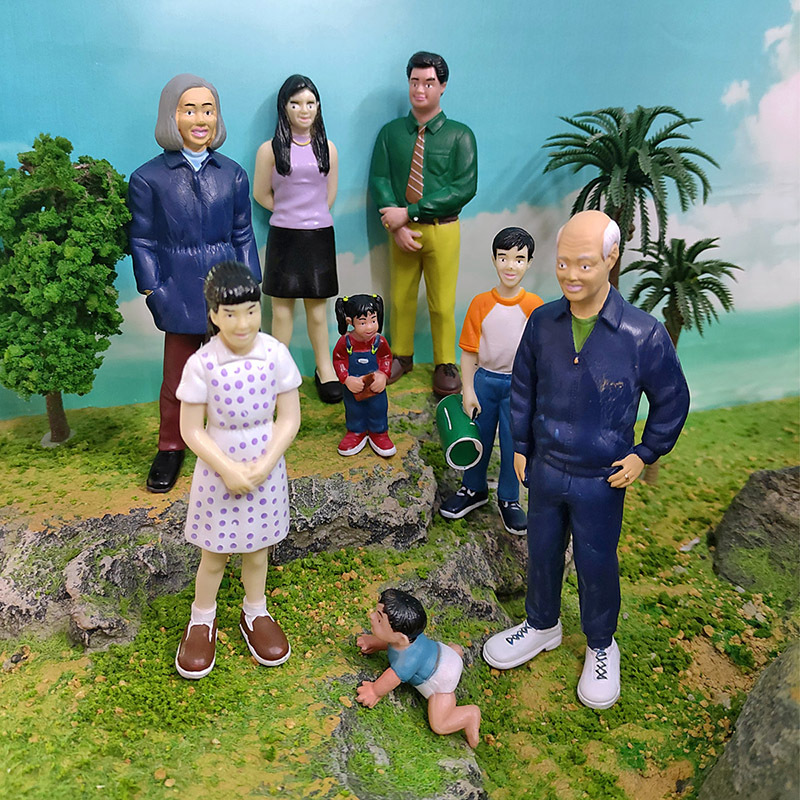 Transfronterizo simulación figura Modelo Mamá y Papá abuelo abuela niño niña bebé mesa de arena muñeca decoración juguete