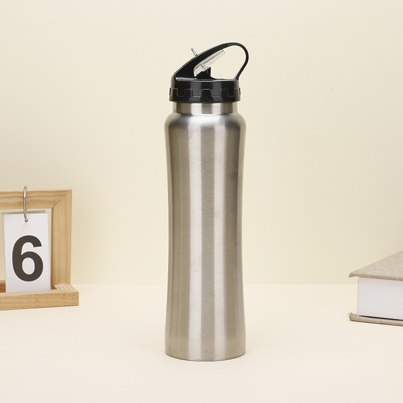 De Acero inoxidable simple olla escalada 304 de doble capa de aislamiento al vacío taza deportes al aire libre botella de agua con paja taza de agua portátil
