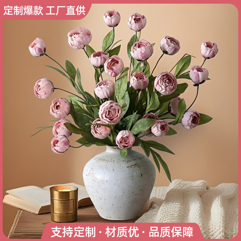 Popular 4-Head Core-Filled Artificial Peony Wedding Floral Arrangement Photography Prop Decoration High-End Artificial Flower Bouquet