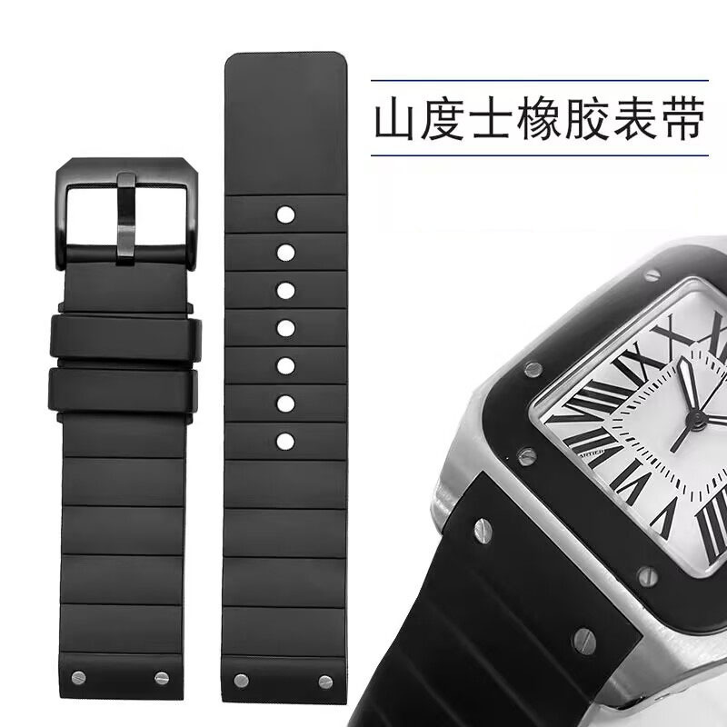 Suitable for Cartier Santos 100 Santos Series Men's and Women's Silicone Watch Straps 23mm Watch Accessories