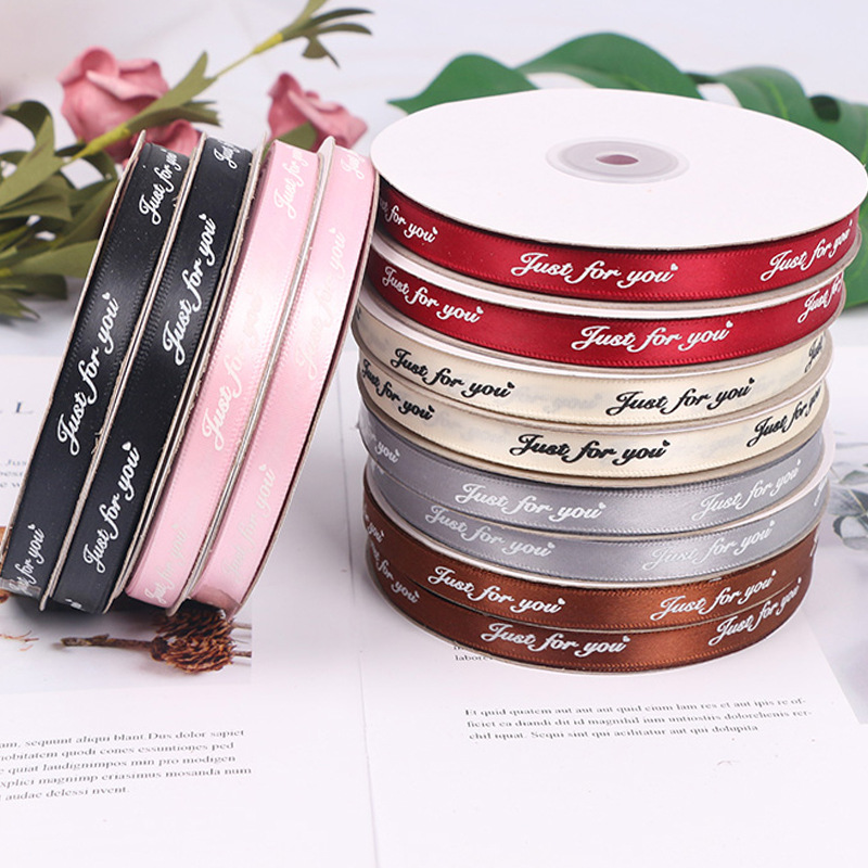 1cm烘焙蛋糕印刷丝带1公分鲜花礼品合包装织带彩色绸带花店英文带|ru