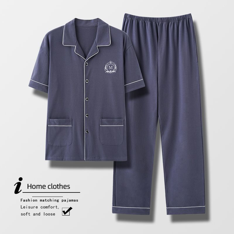 100% pijamas pantalones de algodón de manga corta de verano para hombres ropa para el hogar traje de verano Delgado suelto más tamaño