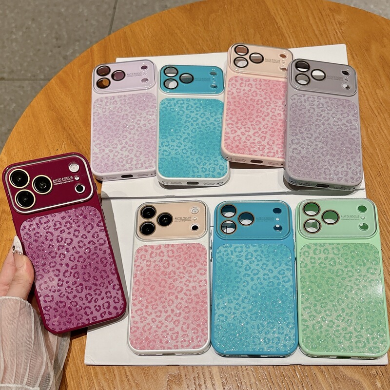 New glittery gradient leopard print case instantly transforms into 17, suitable for iPhone 17 Pro Max, 18 Pro, fully covered 16/15