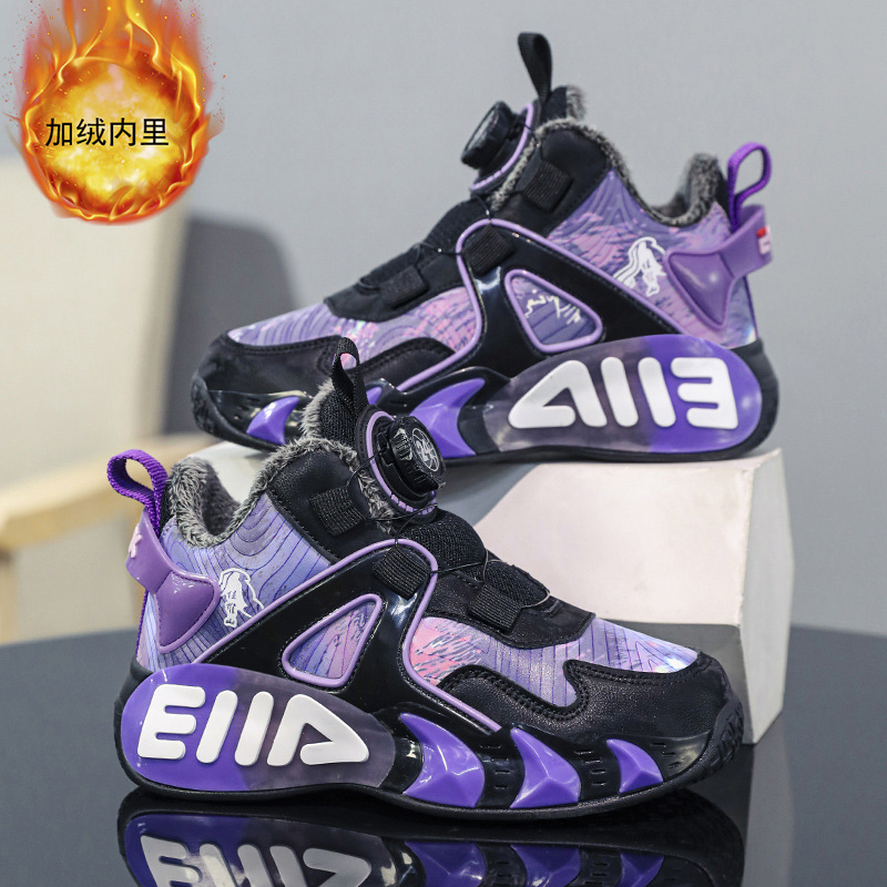 Zapatos de baloncesto para niños de invierno zapatos de algodón para niños y adolescentes botones zapatos deportivos de algodón cálido