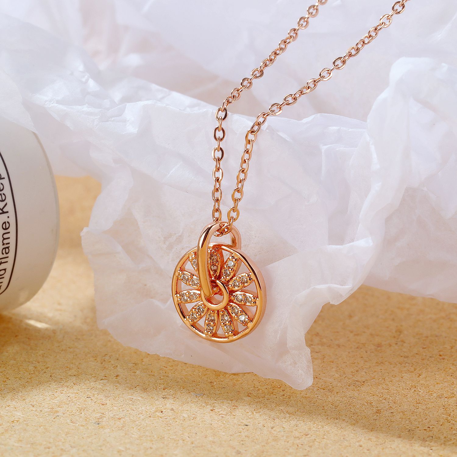 OPK饰品抖音直播货源ins时尚镶钻项链小众设计摩天轮网红锁骨链