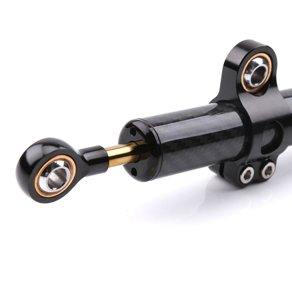 Adecuado para motocicleta Kawasaki Honda Harley modificado fibra de carbono más amortiguador barra de amortiguación ajustable dirección de regla de titanio larga