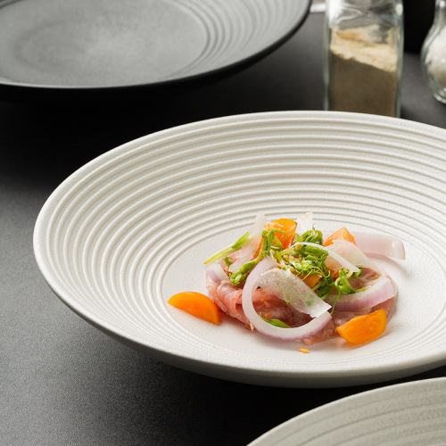 Ceramic plate bowl Japanese high-end bamboo hat bowl household noodle bowl salad bowl restaurant hotel soup plate Western food presentation