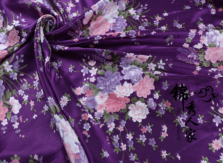 tela de seda impresa de flores tela de seda ropa antigua tela de prenda de ropa china tela de impresión de flores de plantas DIY