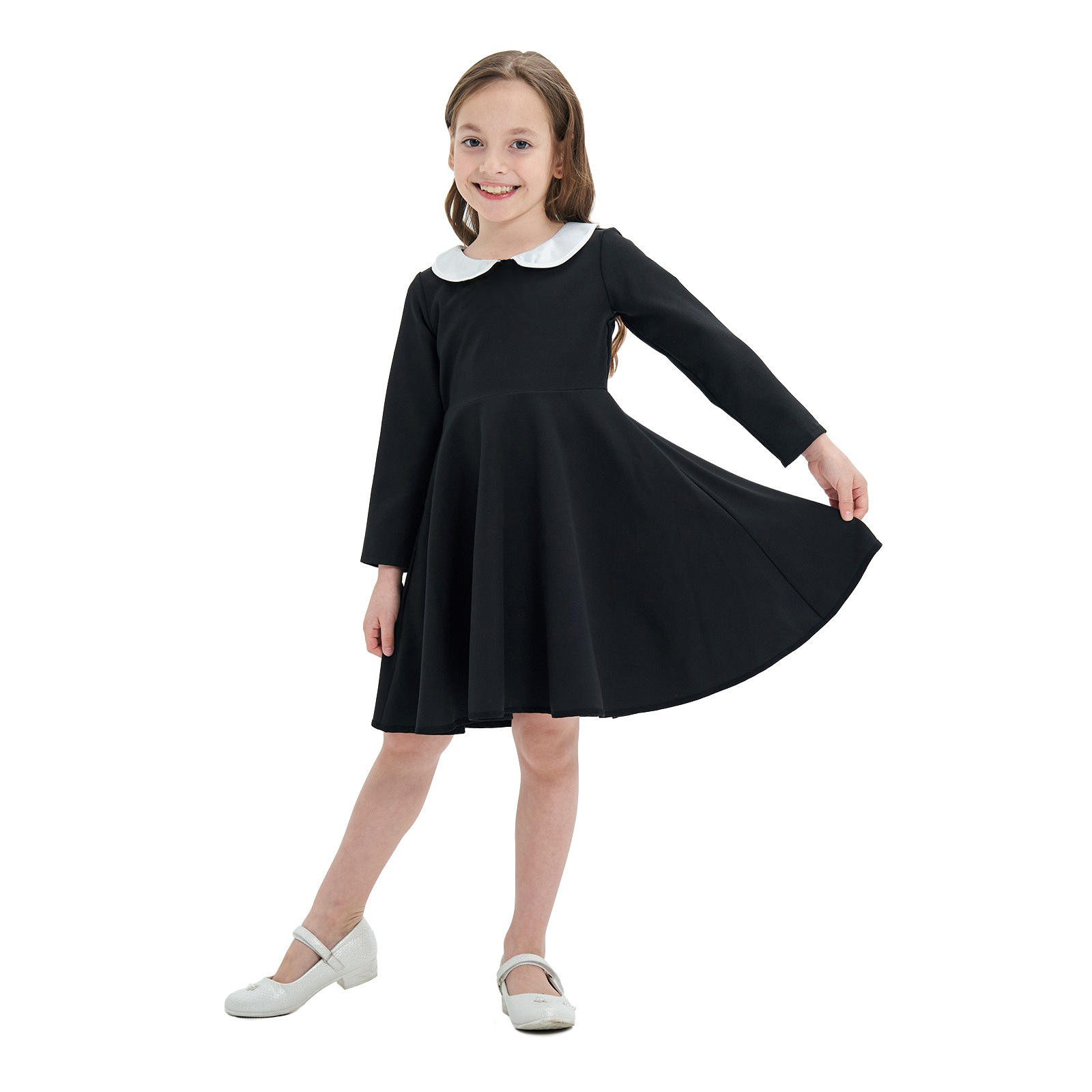 Amazon ebay long sleeve new cross-border girls' dress college style children's versatile contrast color skirt