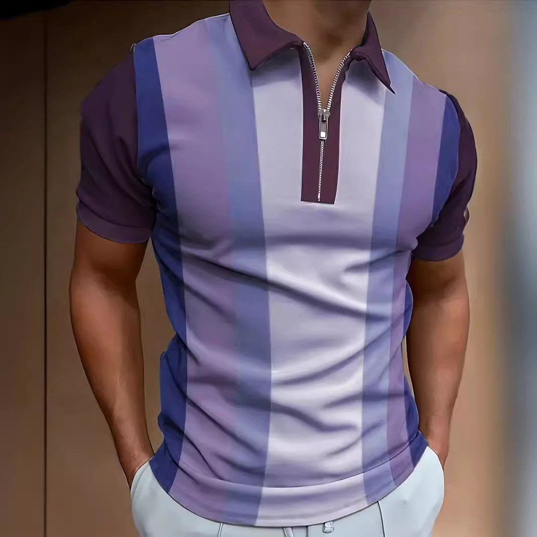 2024 Cross-Border New Men's 3D Digital Printing Polo Shirt Summer Casual Short-Sleeved Daily Fashion Men's Tops