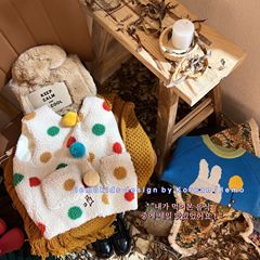 Colorful polka dot lined button-up vest for kids 2023 Korean style baby girl lamb wool vest wholesale