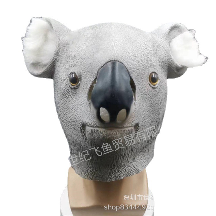 Koala máscara látex sombrero lindo Koala oso máscara divertido árbol perezoso oso animal juego cos Halloween