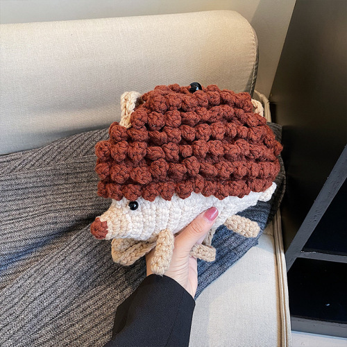 Trendy and cute children's bag Korean version baby cute little hedgehog knitted crossbody bag fashionable girl coin accessory bag
