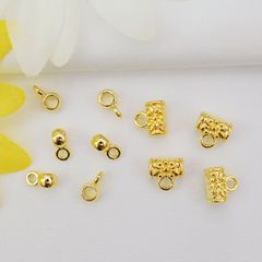 Color-preserving 18k gold-covered three-way beads bracelet loose bead accessories diy handmade hand necklace braided rope beading material wholesale