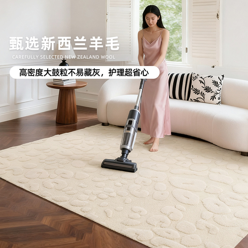 Cream viento lana mezclada alfombra sala de estar estereoscópica alta baja mano