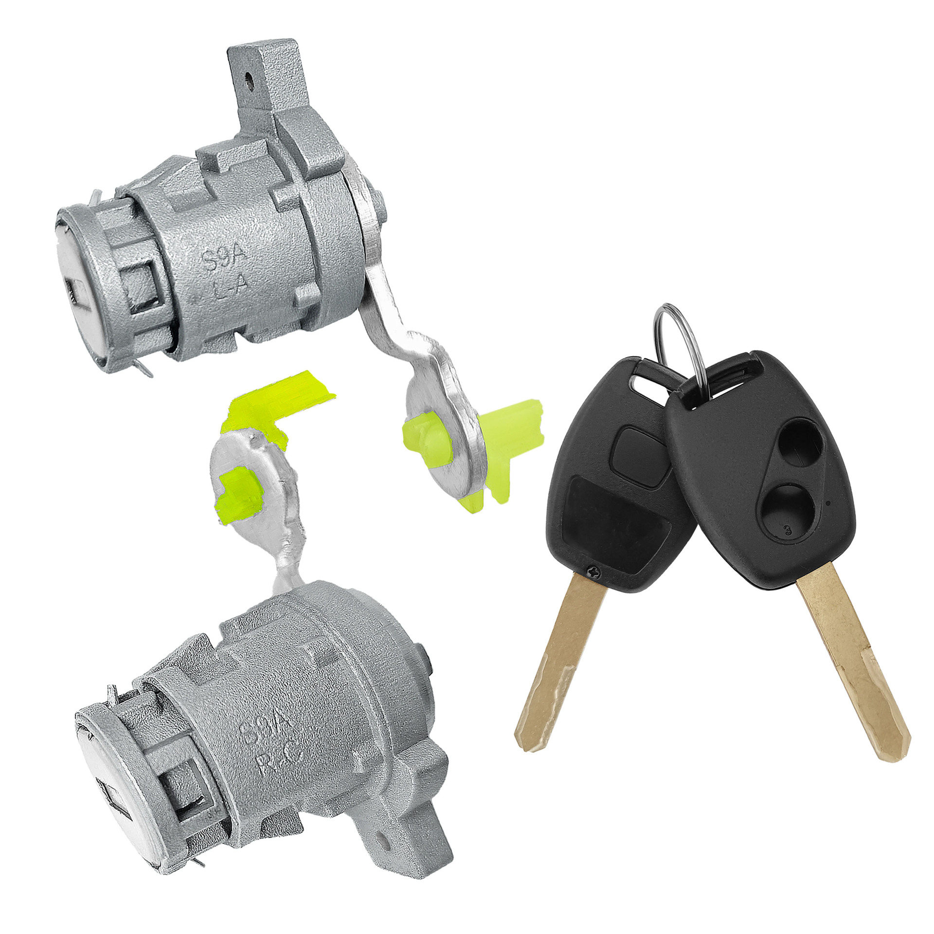 Aplicable a Honda CRV cilindro de cerradura CRV Civic cilindro de cerradura de puerta izquierda y derecha placa recta 2 llaves 2 llaves accesorios de automóviles