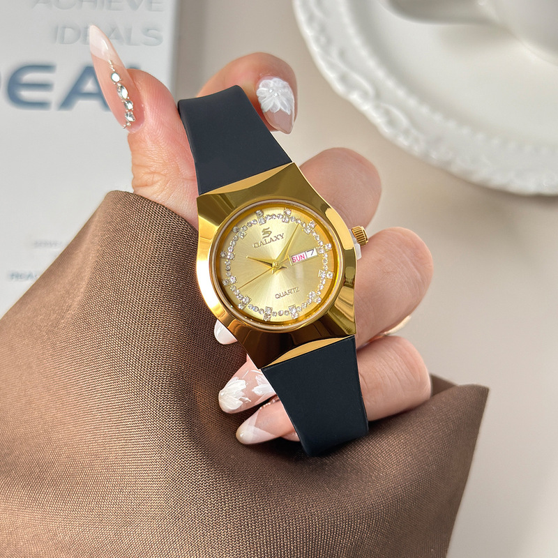 Galaxy Light Luxury Retro Dual Calendar Men's Watch Niche High-End Quartz Watch with Rhinestone Markers Wholesale from Manufacturer