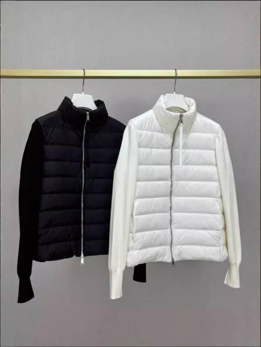 『Dujia Spot』M家スタンドカラーニットパッチワーク袖章ダウンジャケット女の子用ライトダウンジャケットの正しいバージョン