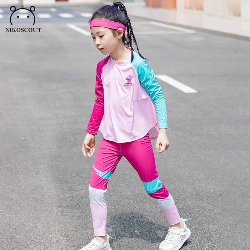 女の子秋服セット 2025 秋冬子供スポーツ速乾服日焼け止め吸汗ランニングヨガ服登山服|undefined