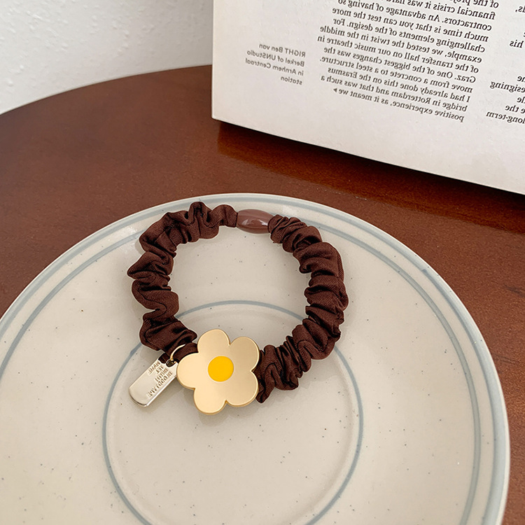 Nueva linda chica de metal flor anillo de pelo dulce cuerda de pelo LNS simple cuerda de pelo del todo-fósforo accesorios para el cabello tocado al por mayor