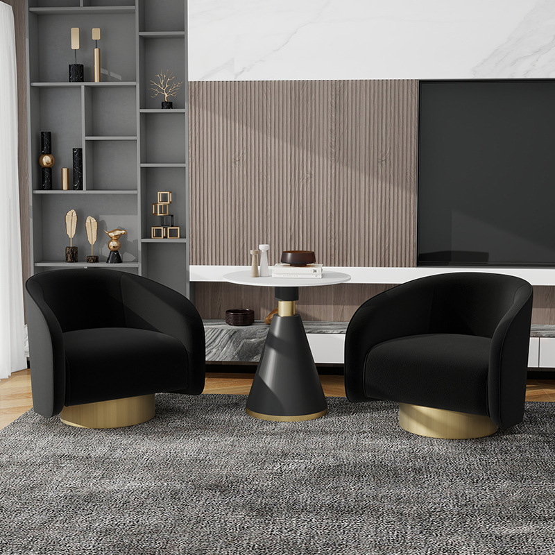 意式轻奢商务沙发椅休闲洽谈桌椅组合酒店售楼处接待单人沙发植绒