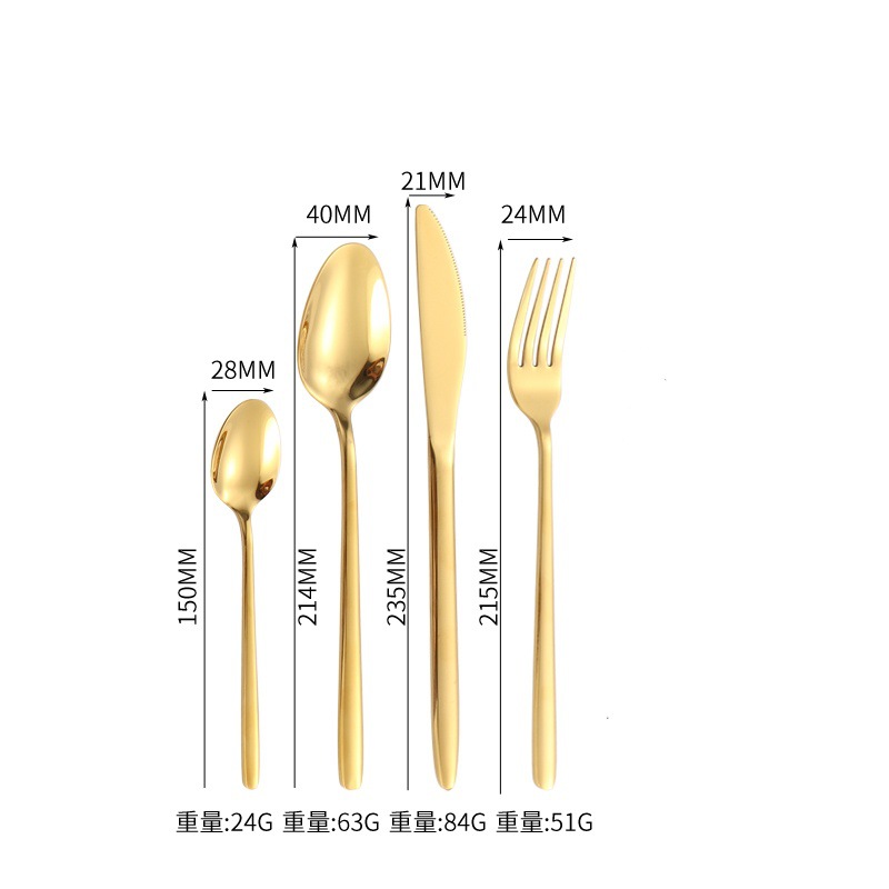 Productos de comercio electrónico transfronterizo cuchillo de acero inoxidable tenedor cuchara conjunto de cola redonda 5 piezas principales cuchillo de filete tenedor cuchara de comida tenedor cuchara de postre tenedor