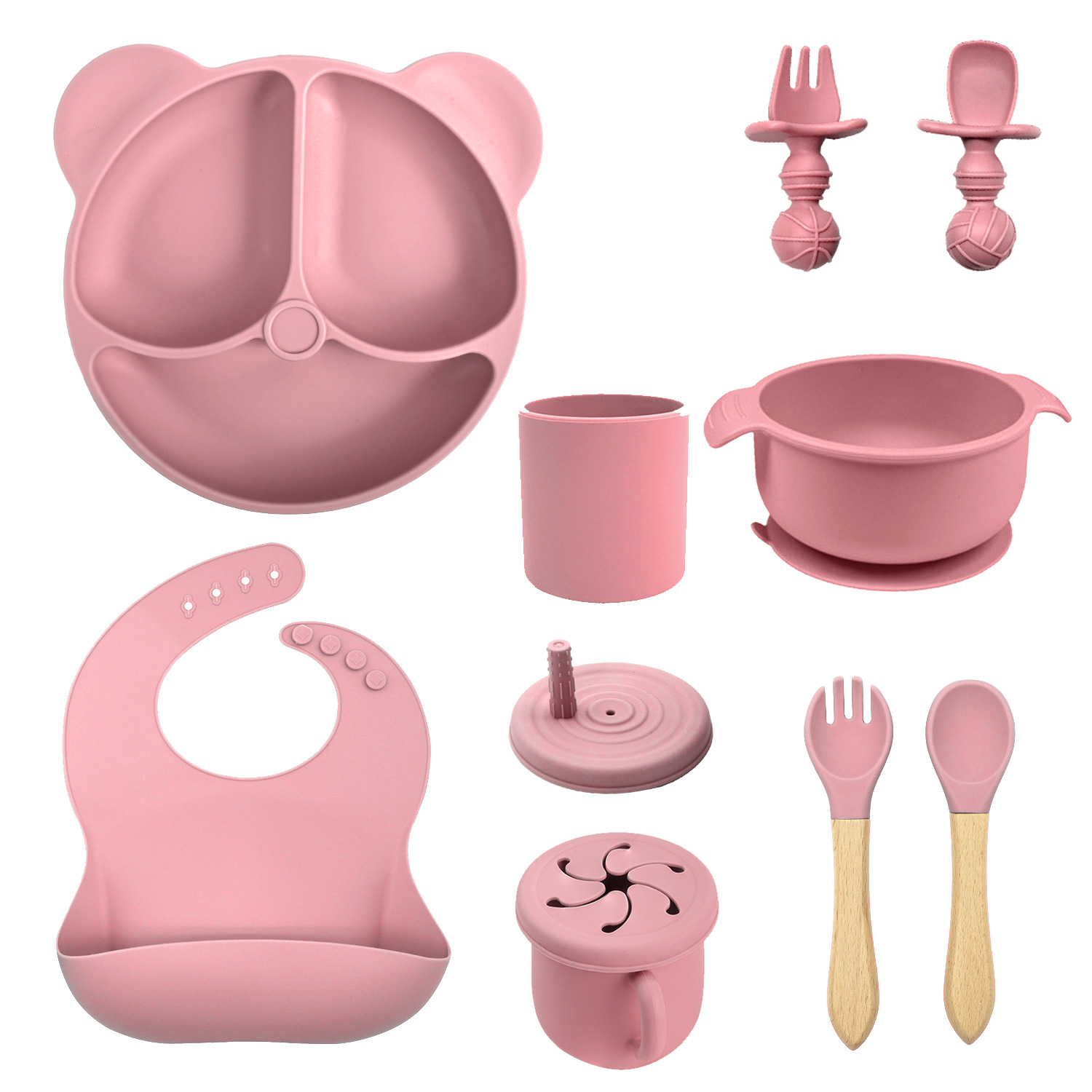 Placa de comedor para bebés silicona ventosas integradas placas de alimentos suplementarios para bebés placas divididas placas de alimentos suplementarios placas de cubierta para niños set de alimentación de cubiertos