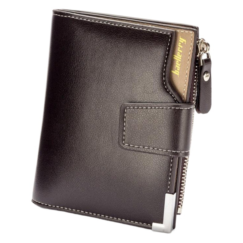 baellerry Korean Style Casual Men's Wallet Multi-function Wallet Zipper Buckle Trifold Coin Wallet