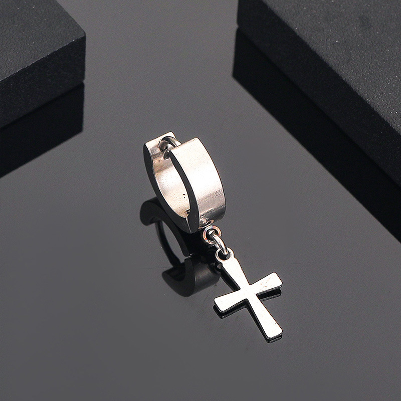 Personality Anti-allergic Cross Stainless Steel Earrings display picture 3