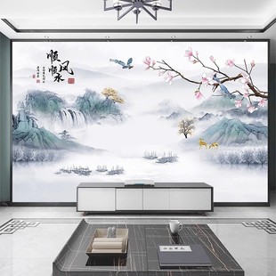 New Tv Background Wall Fabric 18D Three-Dimensional Home and Landscape Bedroom Chinese-Style Living Room Sofa