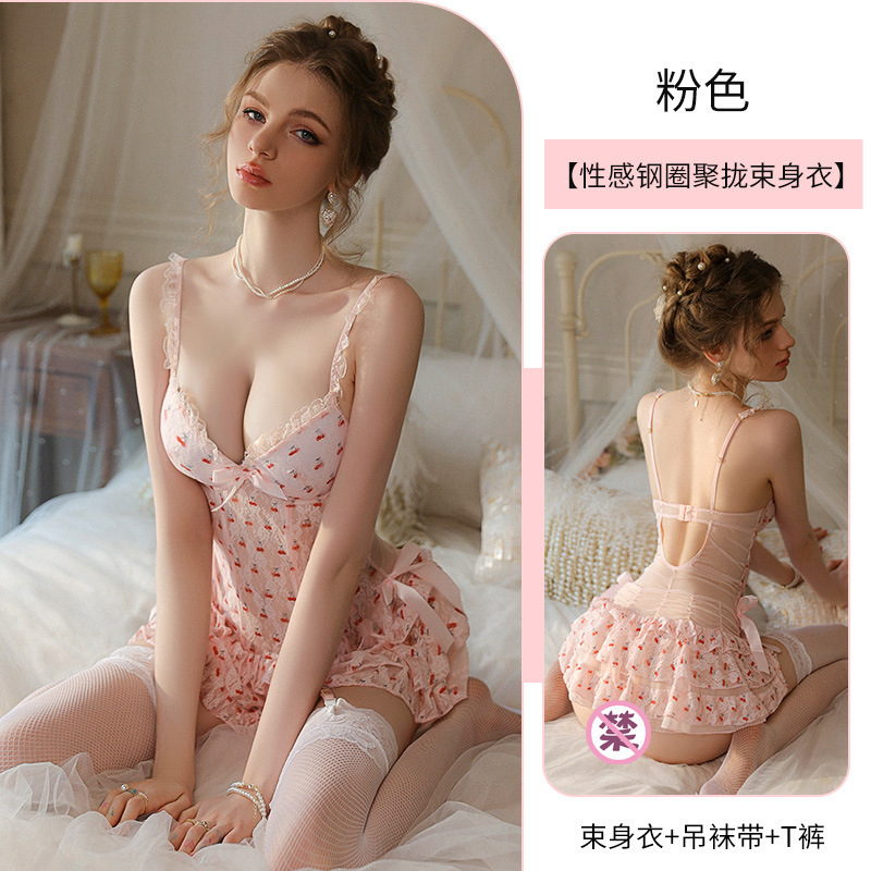 Pink (bouquet clothes+hanging straps+T pants) does not contain socks