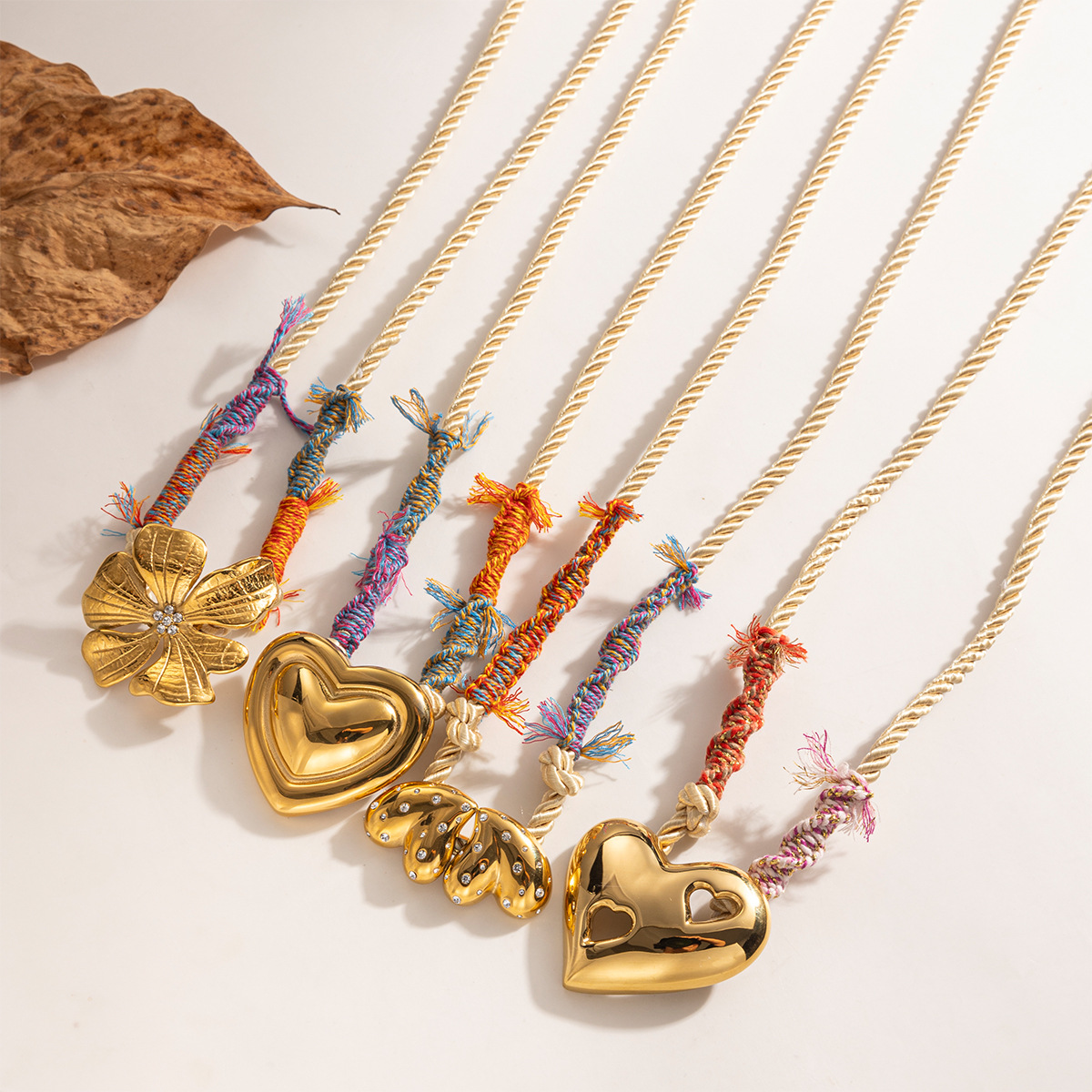Taena europeo y americano collar colgante de acero inoxidable cadena de cintura de doble uso simple y de alta retención de color amor transfronterizo tejido de cuerda gruesa