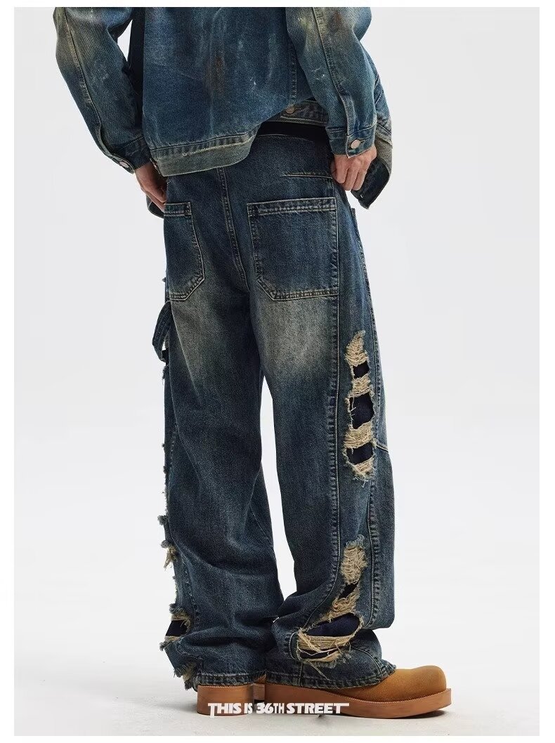 Men's Clothing Youth sports loose wide leg jeans design cool _ipsvogv.com