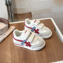 宝宝阿甘鞋2026春季新款男童板鞋魔术贴女童皮面小白鞋小童学步鞋