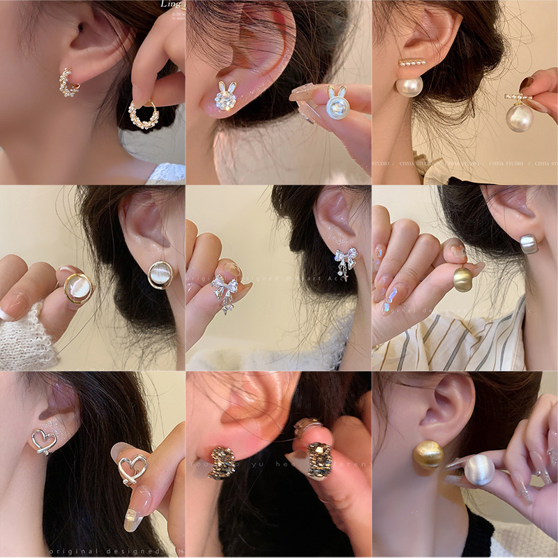 925 Silver Needle Pearl Zircon Earrings for Women, High-End Niche Elegant, Cold Style Earrings, Earrings Wholesale