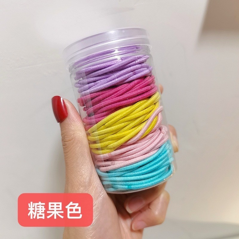 100根皮筋罐装基础发圈马卡龙皮筋ins风高颜值百搭橡皮筋扎头发绳|undefined