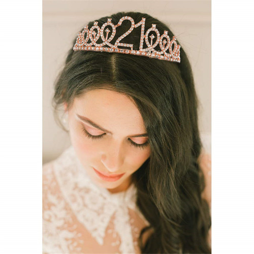 Numbers 50 21 13th Birthday Crown Etiquette Belt Set Girls Rhinestone Headband Belt Queen Party Supplies