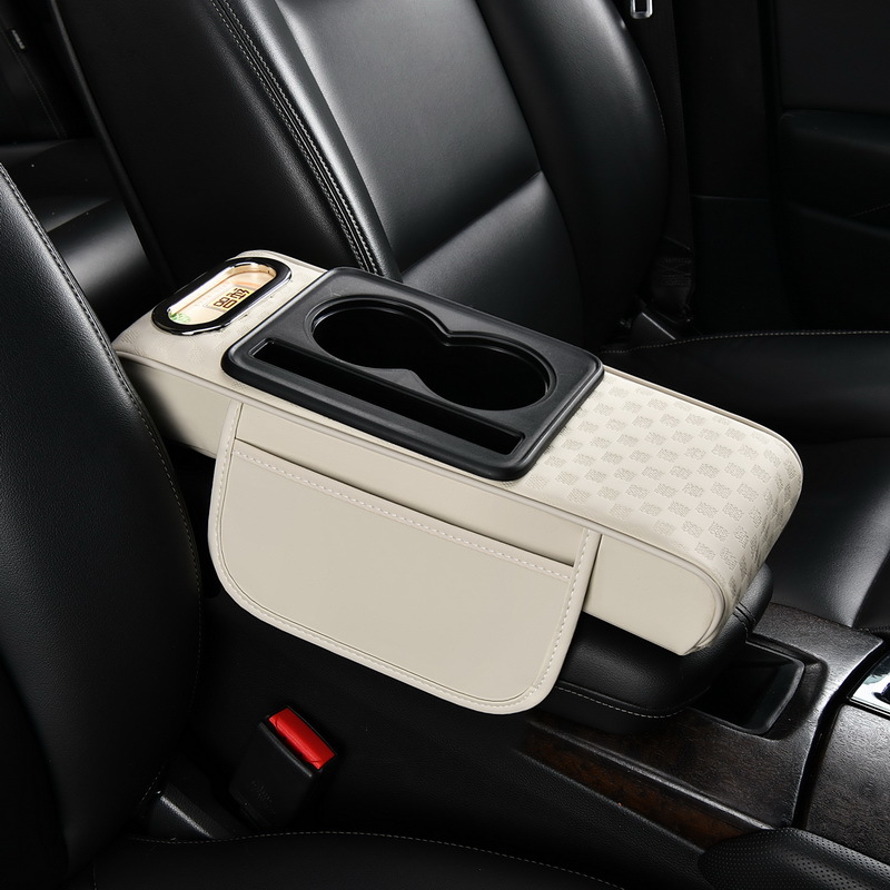 New Model of Armrest Pad with Cup Holder and Tissue Box, Fully Functional Four-In-One Armrest Pad, Car Armrest Box Pad