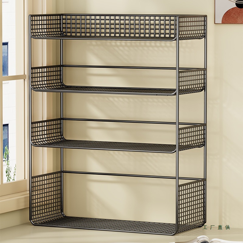 Desktop Bookshelf Desk Storage Multi-Layer Countertop Layered Shelf Office Desktop Storage Rack Bay Window Storage Cabinet