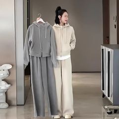 时尚休闲运动套装女秋冬2025新款欧货宽松洋气加绒加厚卫衣两件套