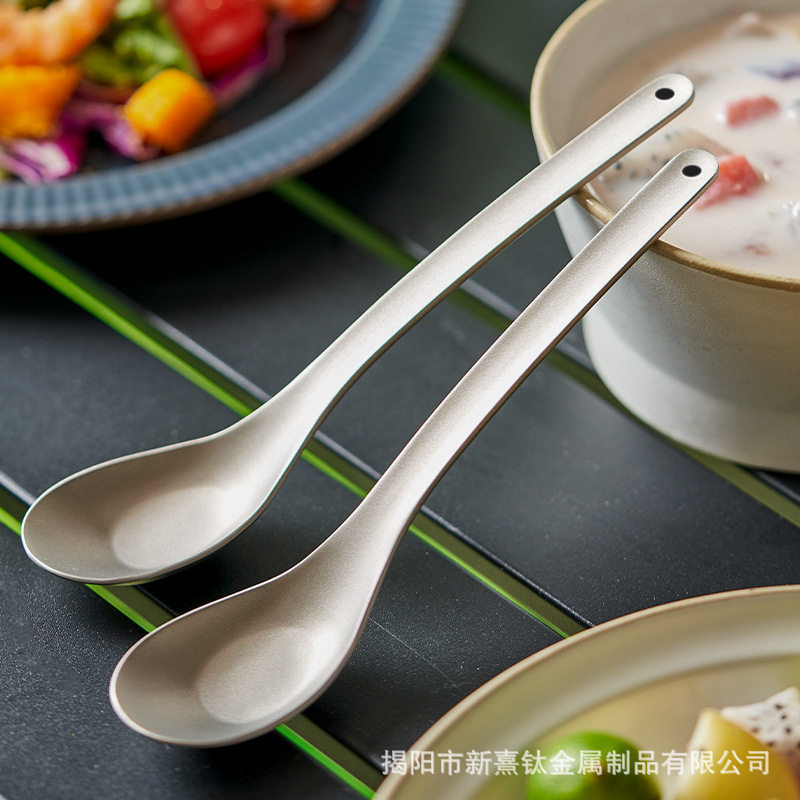 工場直売純チタン屋外チタン食器家庭食器スプーン加工元宝スプーンチタン製品スプーン|undefined