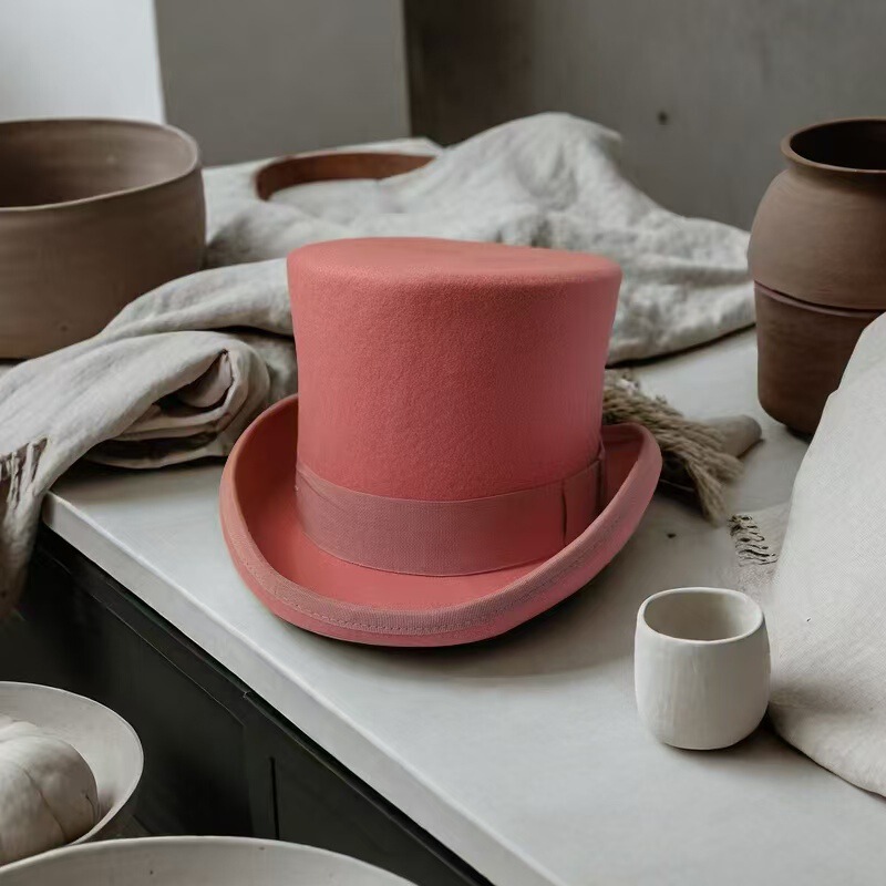 Wool Flat-Top Presidential Hat Magician Hat Equestrian Hat Gentleman's Hat Retro British Style Hat