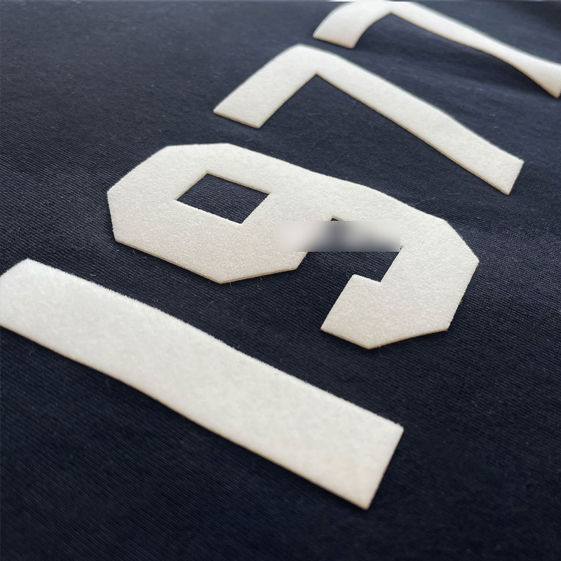 Accesorios de ropa floc de transferencia térmica marca digital de ropa pantalones de vestir marca tridimensional de doble línea