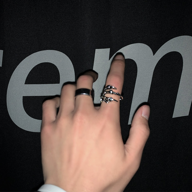 Vintage Men's Antique Silver Dragon Eagle Claw Ring Personality_voghion.com